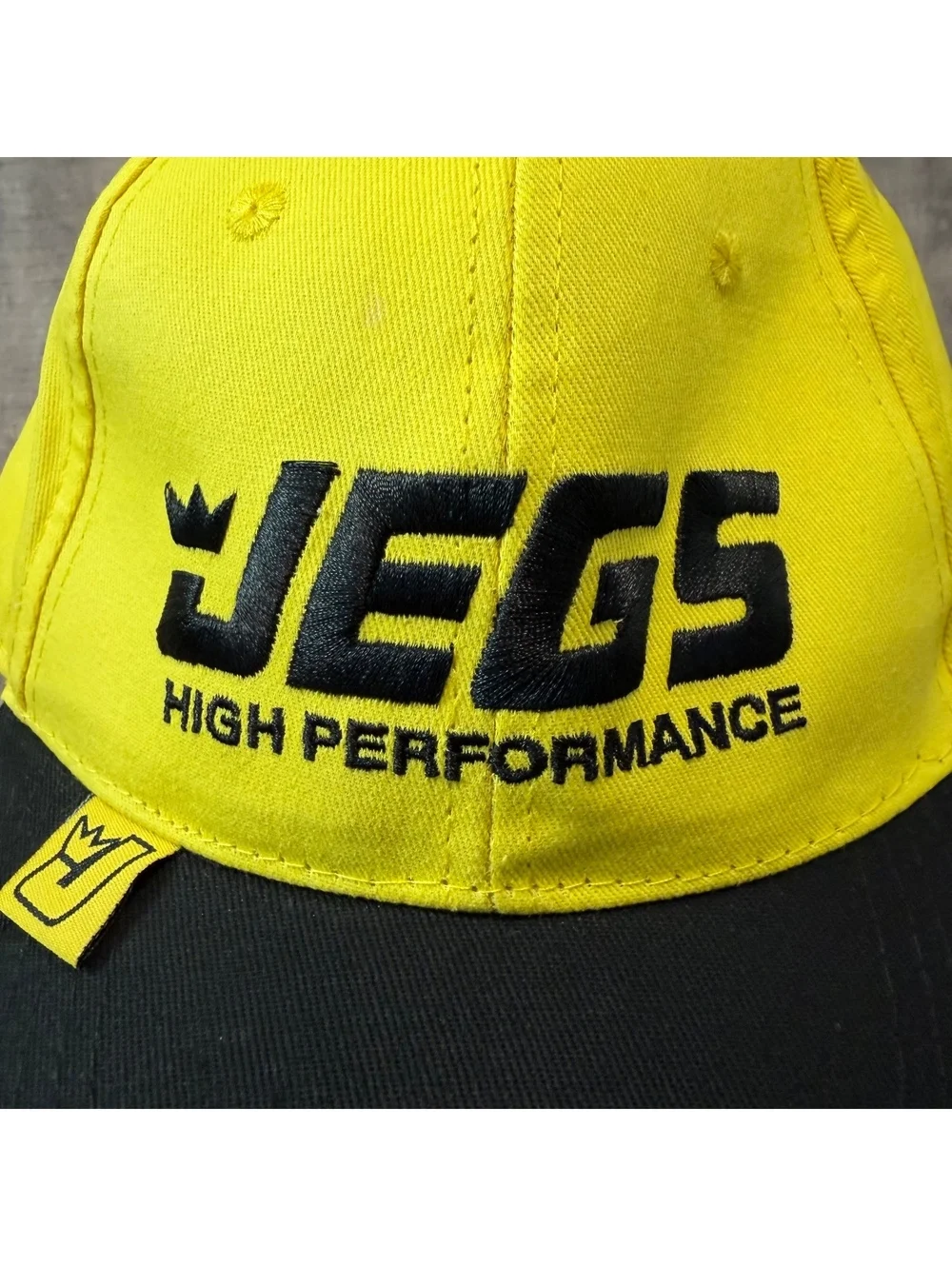 JEGS High Performance Parts Jegs.Com Hat Black & Yellow Hook & Loop Cap NEW